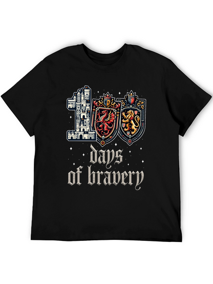 100 Days of Bravery T-Shirt Medieval Castle Shield Dragon Lion