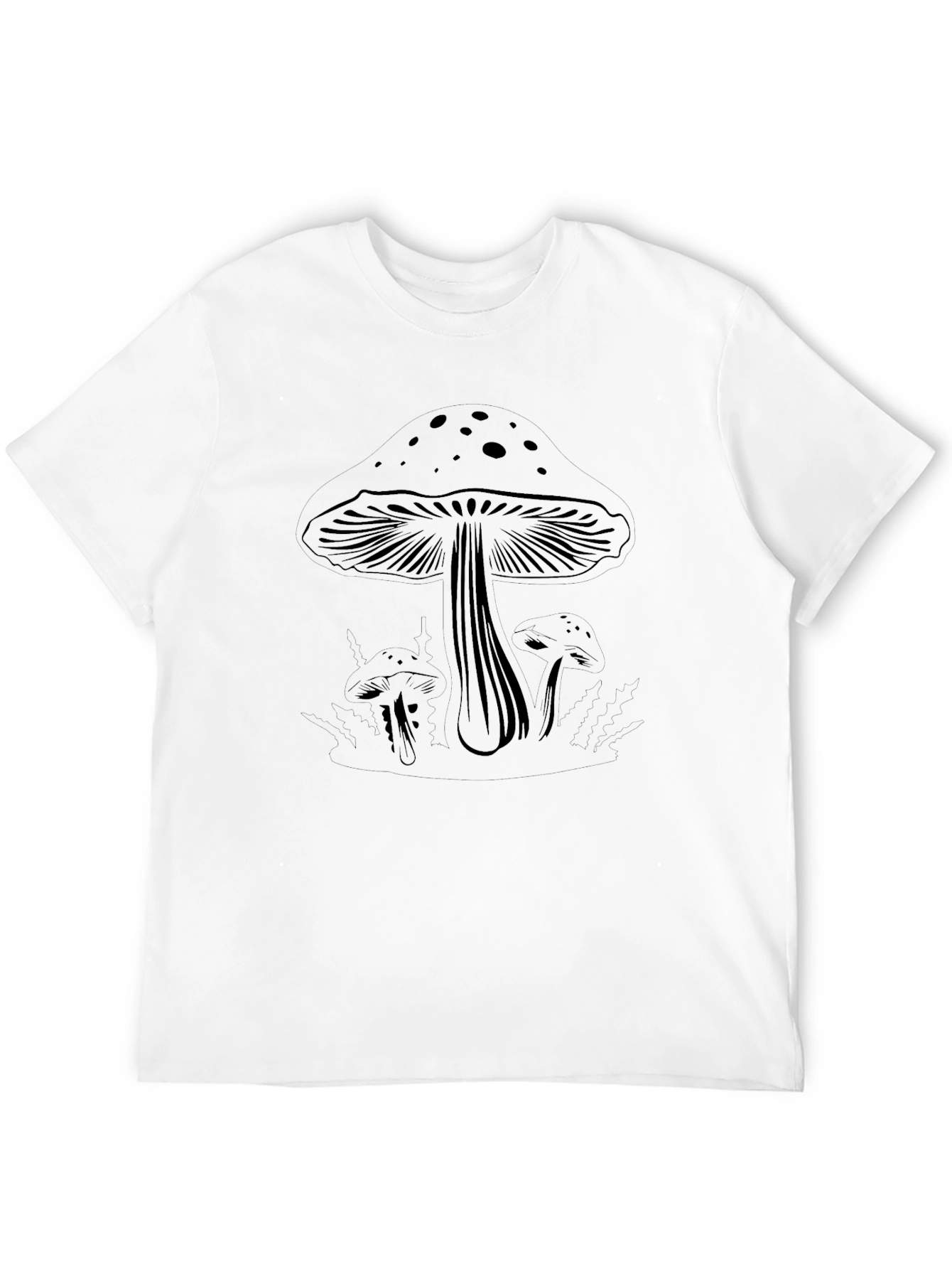 Mushroom Graphic Tee - Black Casual T-Shirt