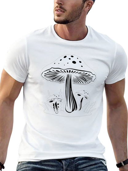 Mushroom Graphic Tee - Black Casual T-Shirt