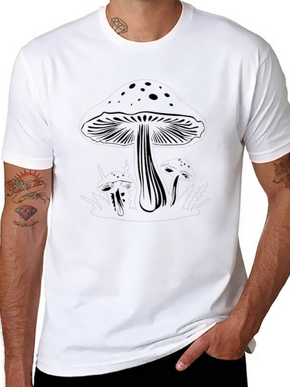 Mushroom Graphic Tee - Black Casual T-Shirt