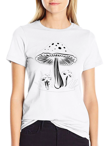 Mushroom Graphic Tee - Black Casual T-Shirt