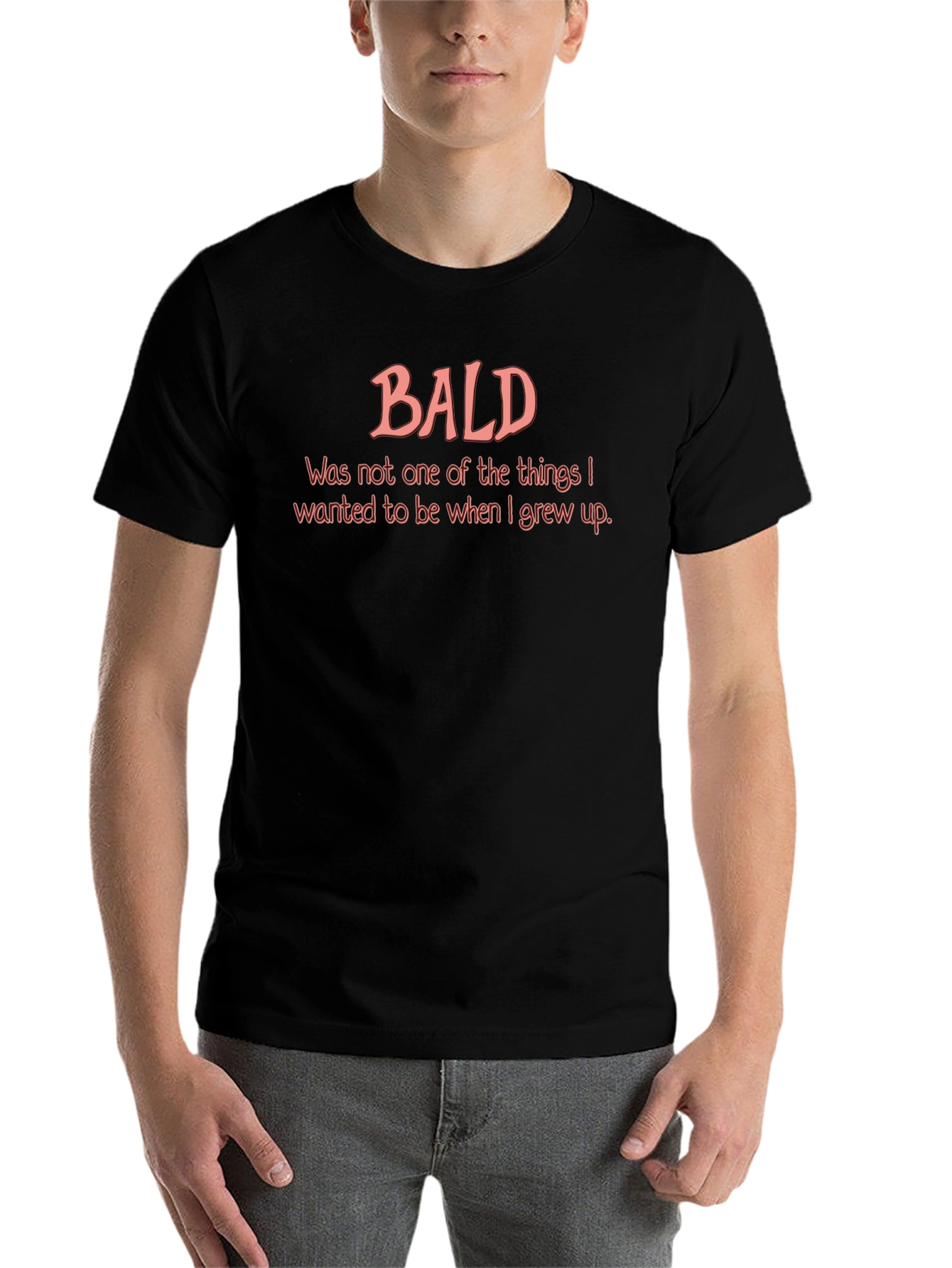Humorous Bald T-Shirt - Mens Black Graphic Tee
