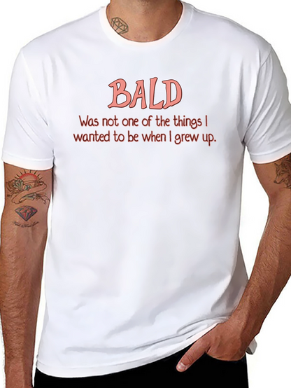 Humorous Bald T-Shirt - Mens Black Graphic Tee