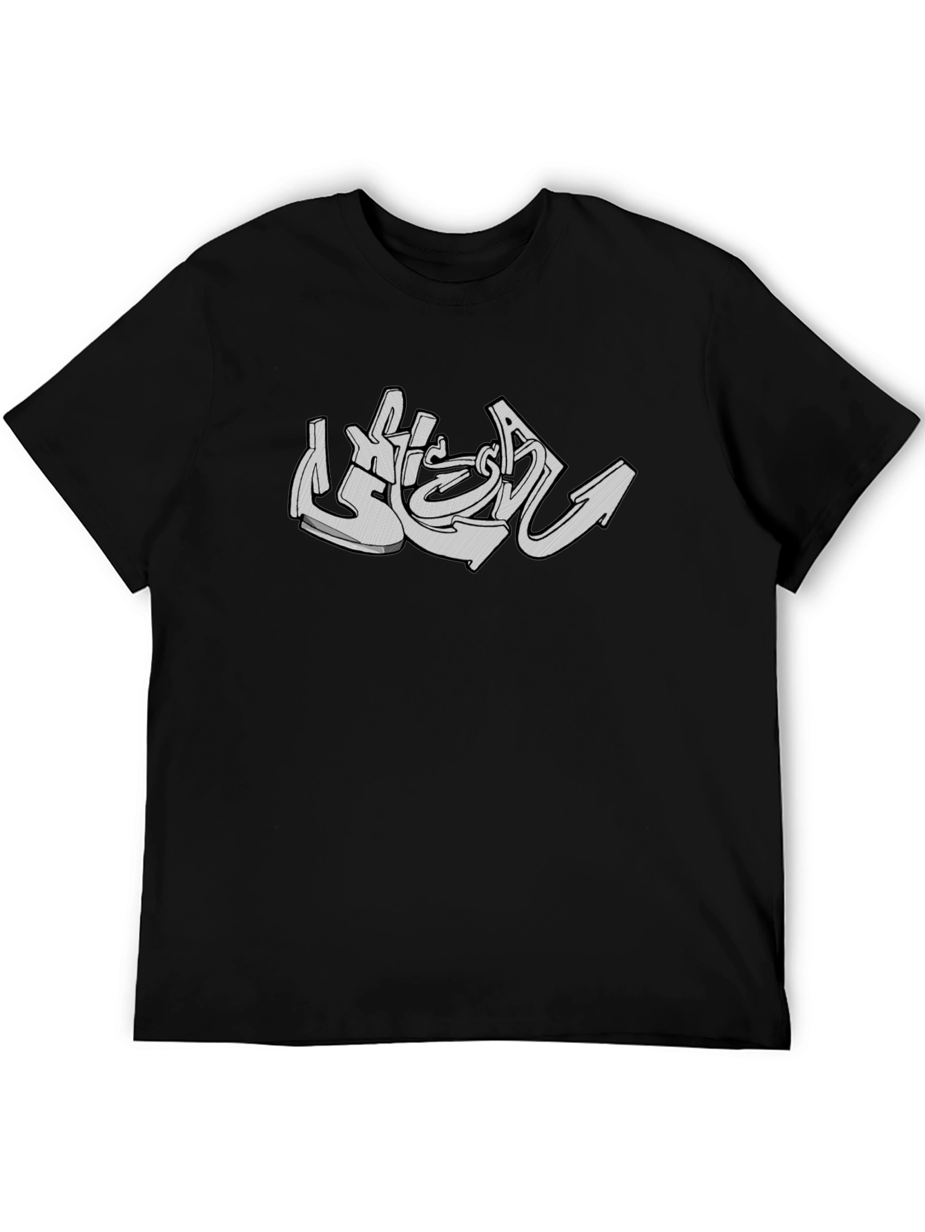Urban Graffiti Style Graphic Tee - Black