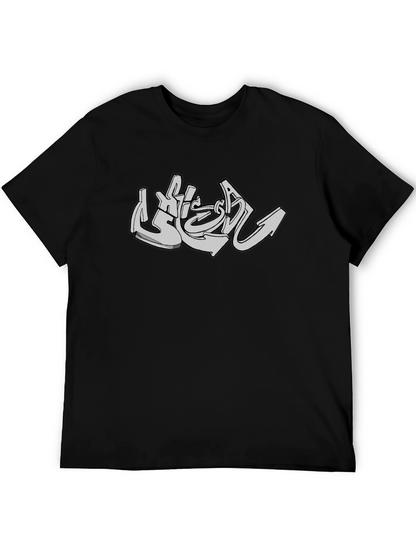 Urban Graffiti Style Graphic Tee - Black