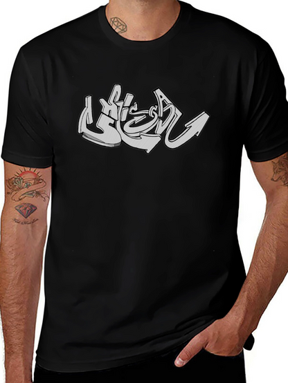 Urban Graffiti Style Graphic Tee - Black