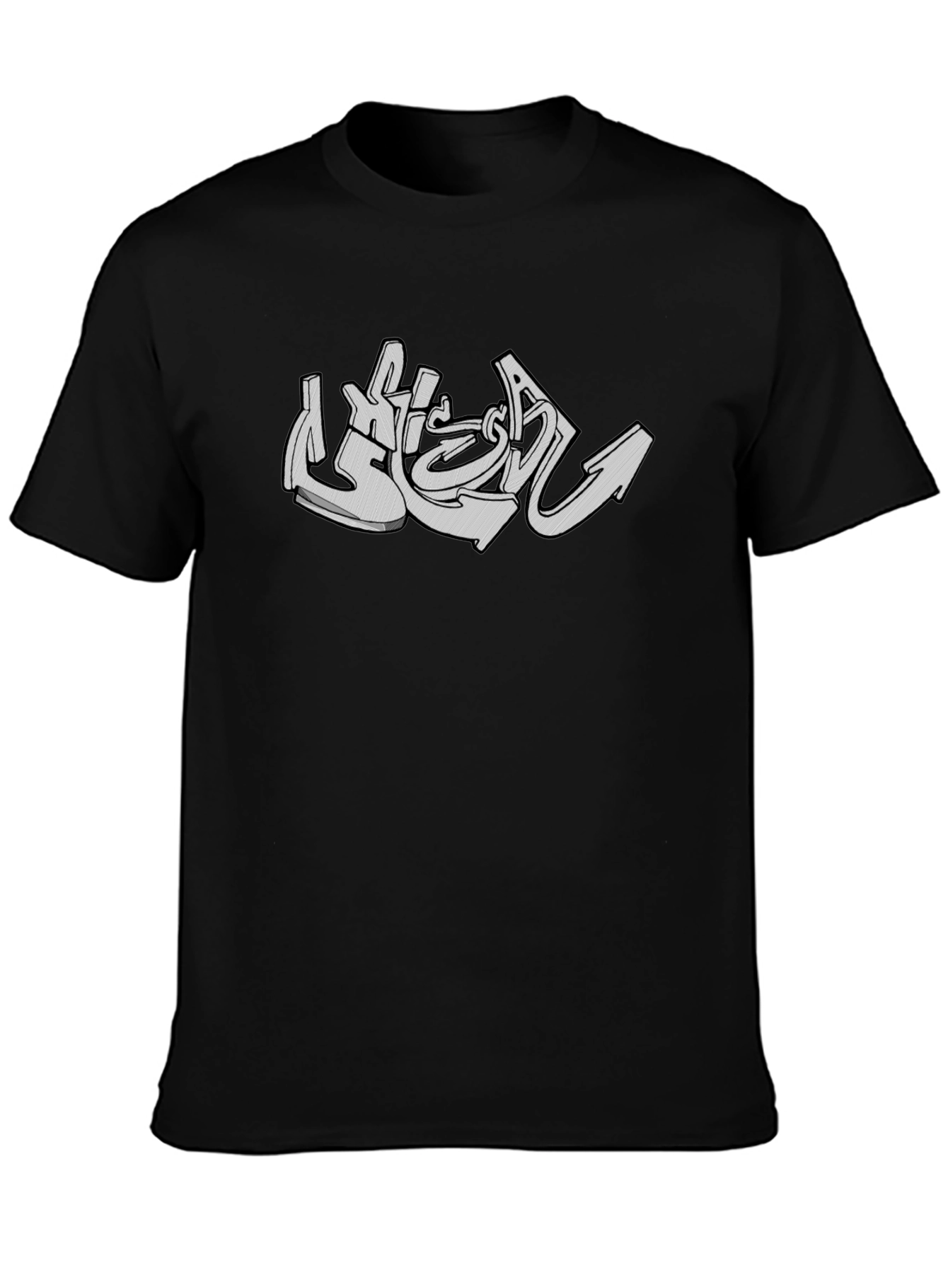 Urban Graffiti Style Graphic Tee - Black