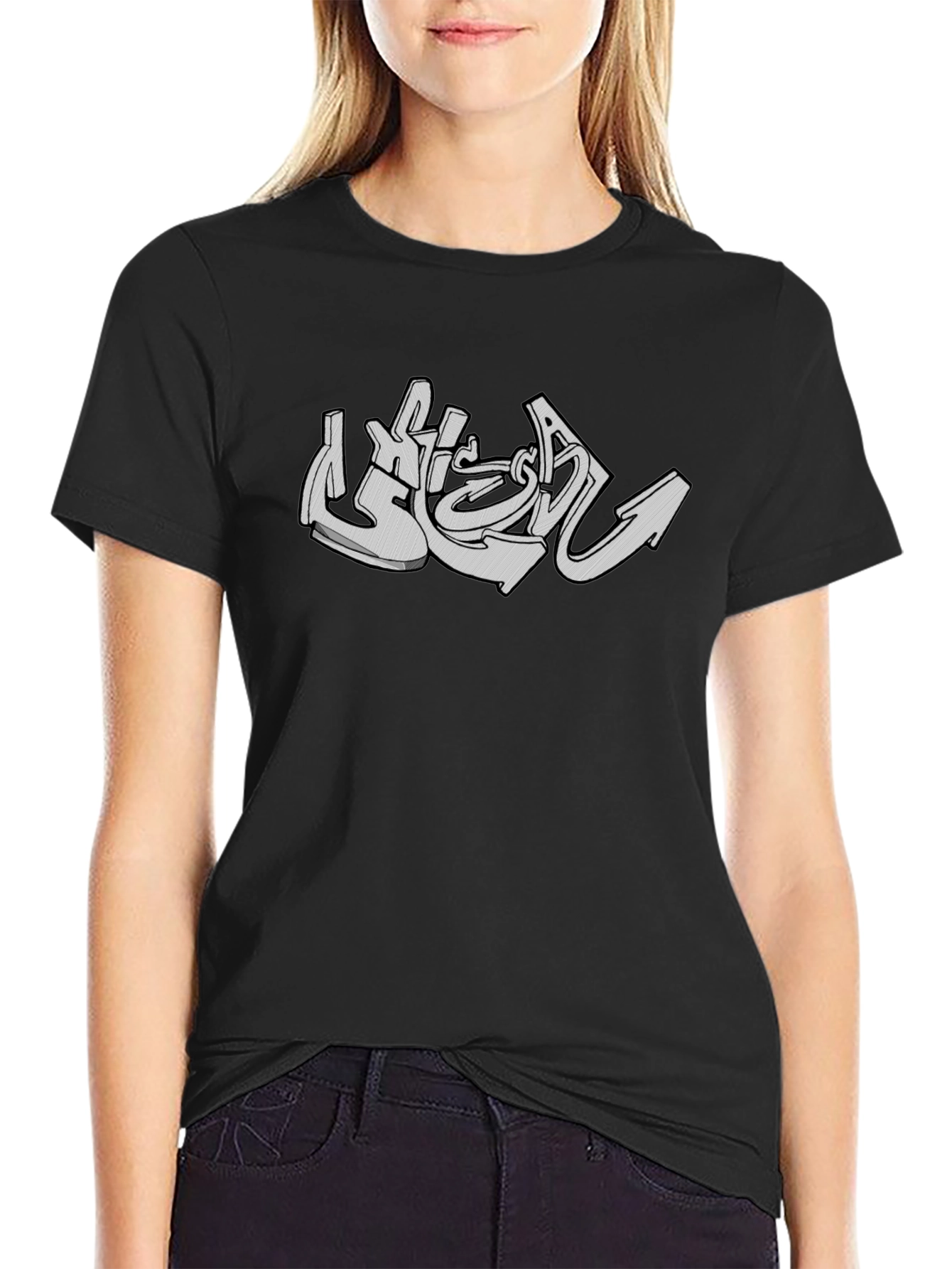 Urban Graffiti Style Graphic Tee - Black