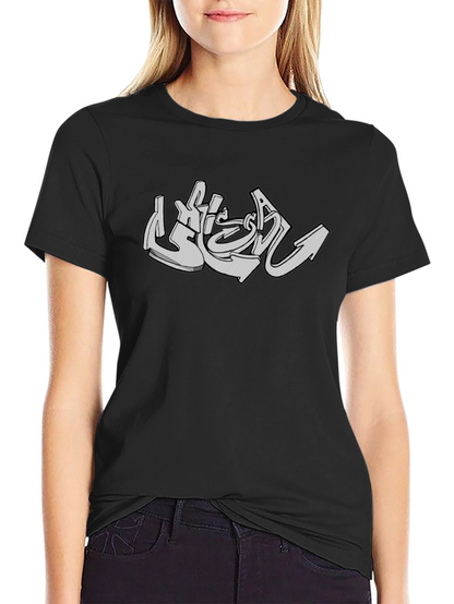 Urban Graffiti Style Graphic Tee - Black