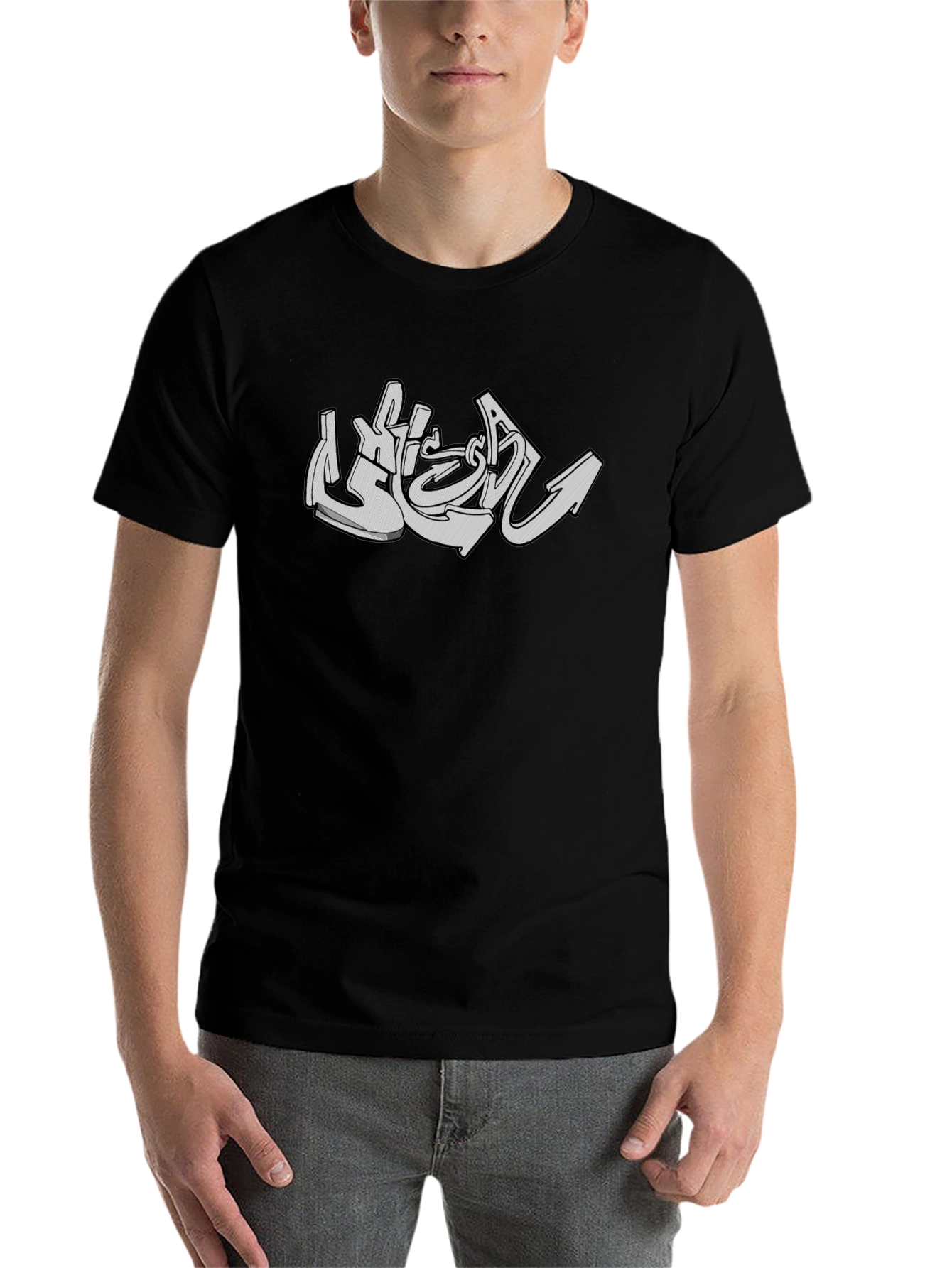 Urban Graffiti Style Graphic Tee - Black