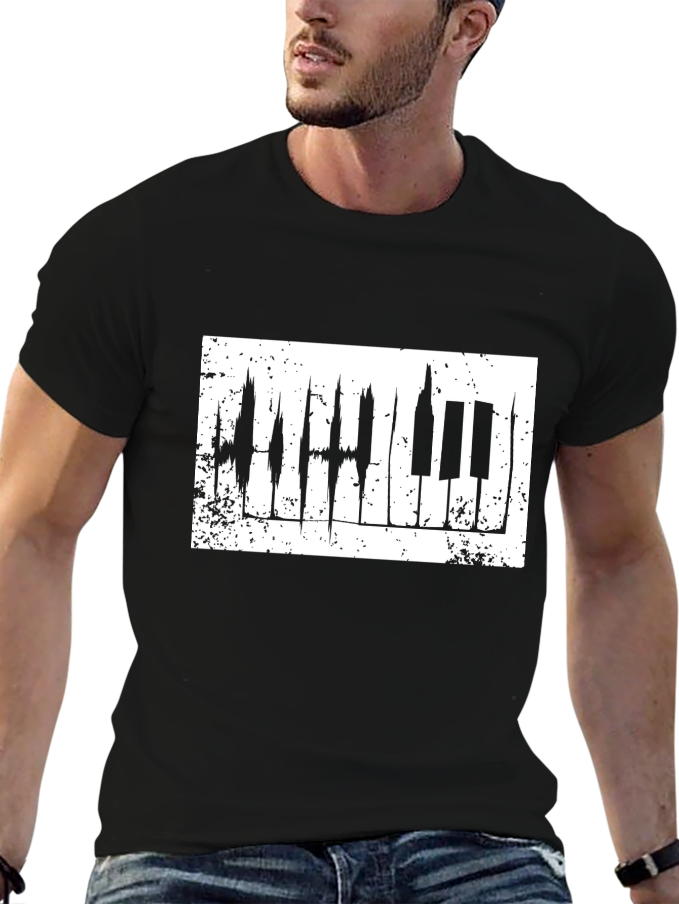 Piano Keys Graphic Black T-Shirt - Music Lover Tee