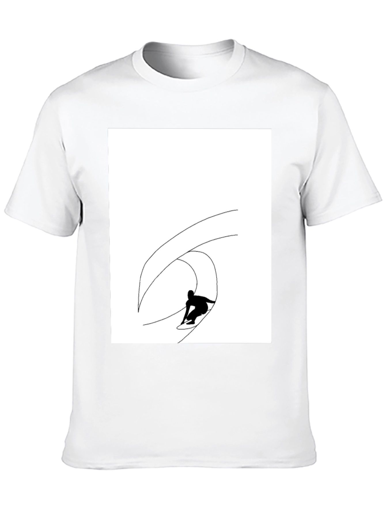 Black T-Shirt with Surfing Wave Graphic