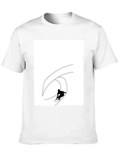Black T-Shirt with Surfing Wave Graphic