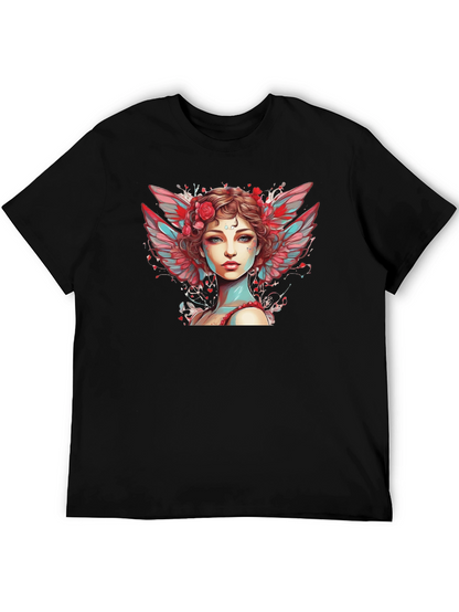 Angel Woman Graphic Tee - Black Cotton Blend