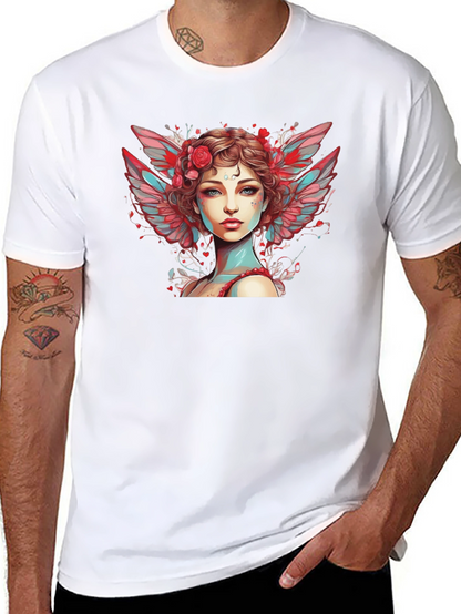 Angel Woman Graphic Tee - Black Cotton Blend