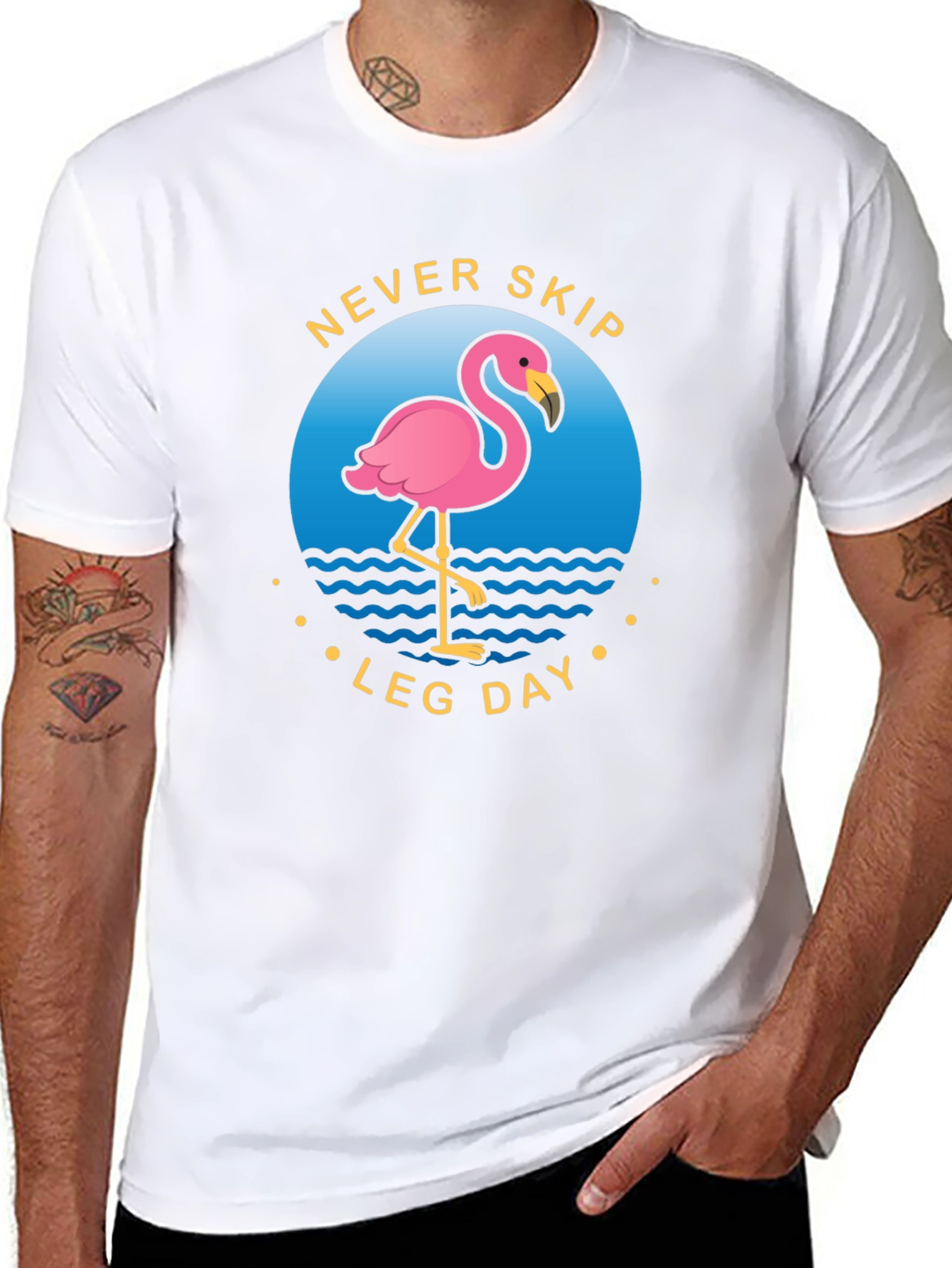 Never Skip Leg Day Flamingo Graphic Tee