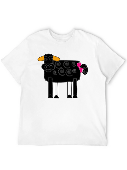 Whimsical Cow Graphic Tee - Black Cotton Blend