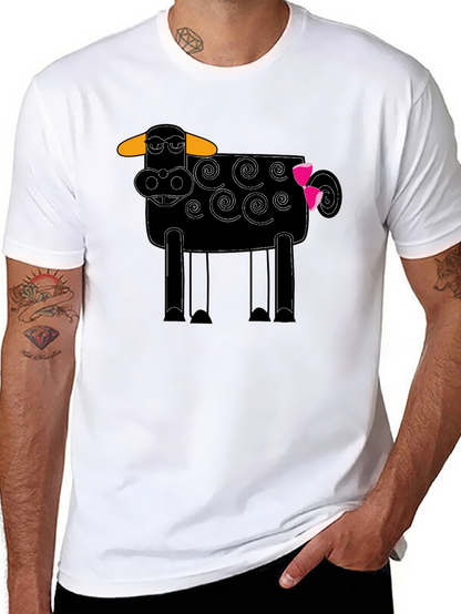 Whimsical Cow Graphic Tee - Black Cotton Blend