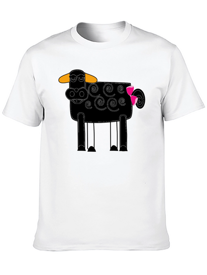 Whimsical Cow Graphic Tee - Black Cotton Blend