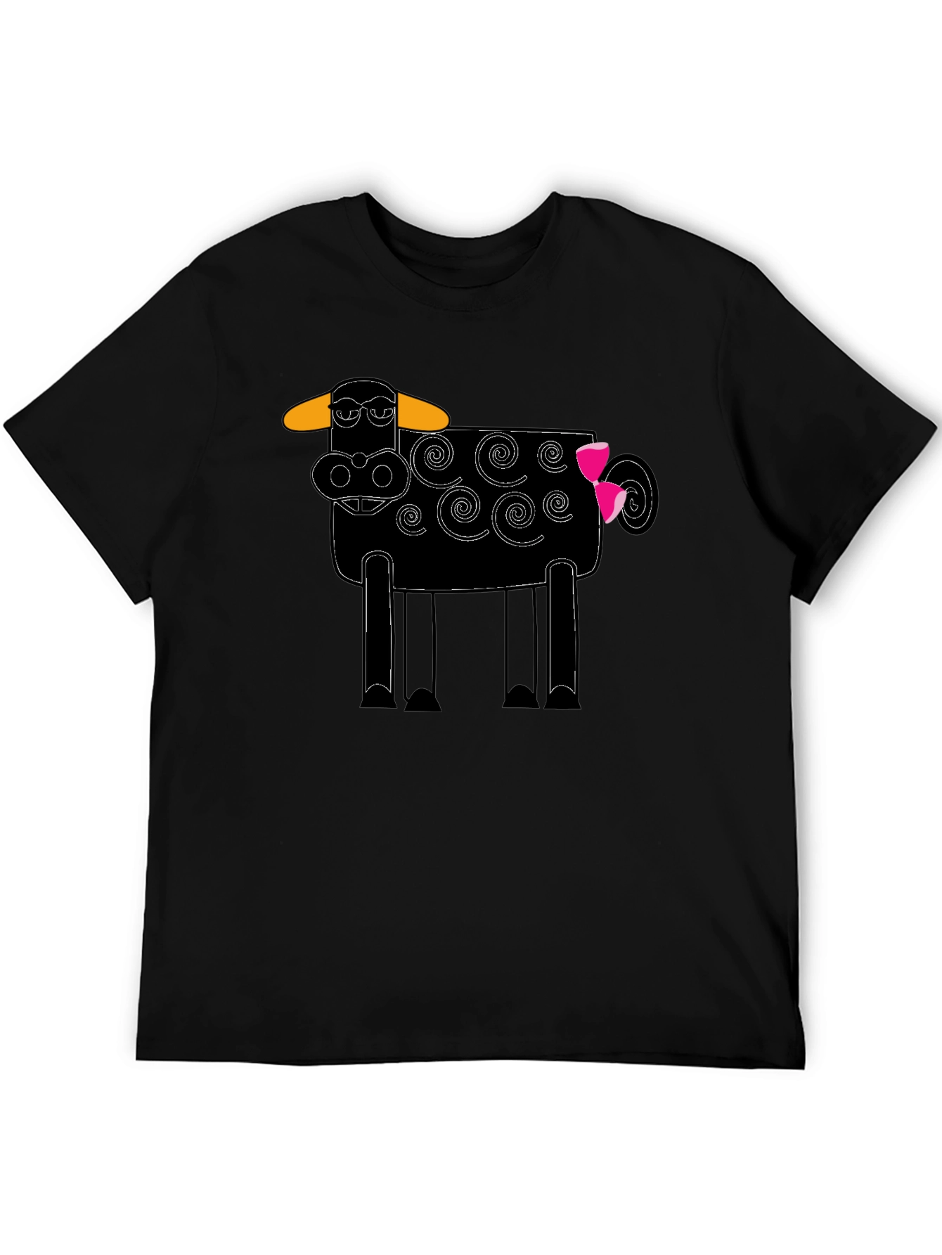 Whimsical Cow Graphic Tee - Black Cotton Blend