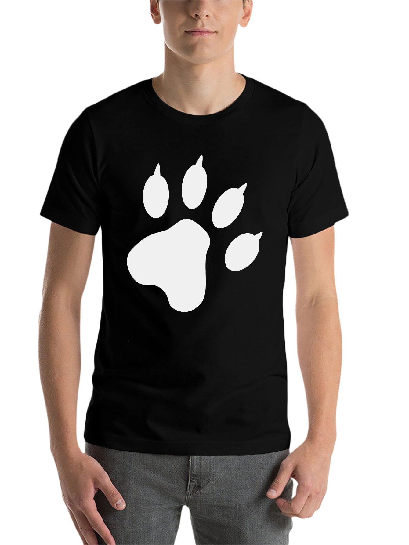 Cool Cat Paw Print Black T-Shirt