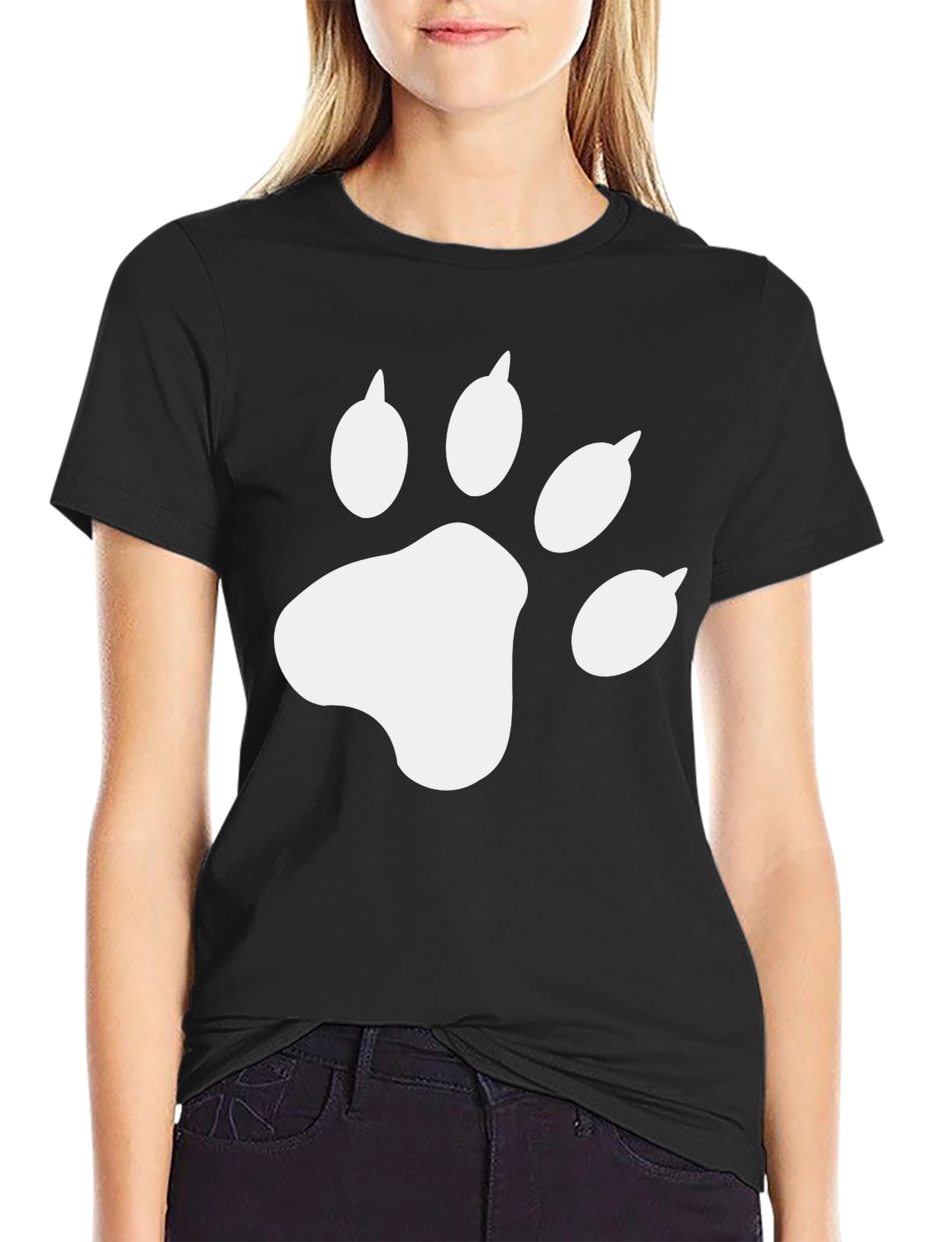 Cool Cat Paw Print Black T-Shirt