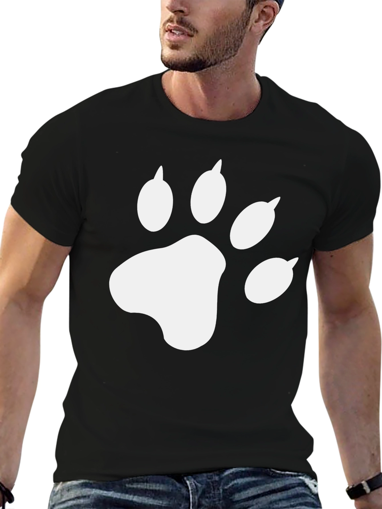 Cool Cat Paw Print Black T-Shirt