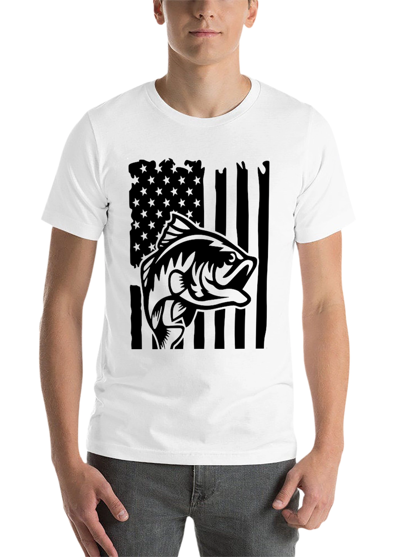 Bass Fish American Flag Graphic Tee