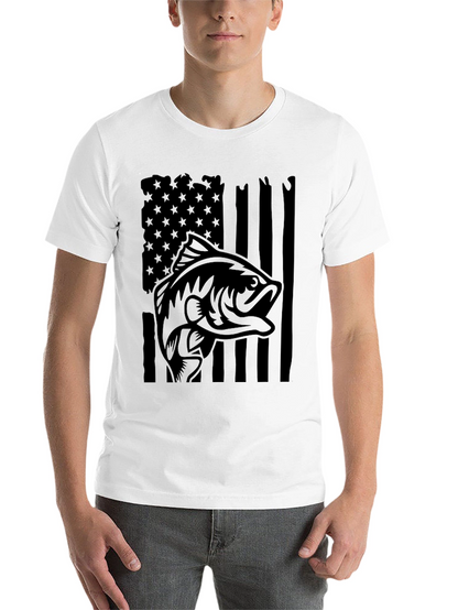 Bass Fish American Flag Graphic Tee