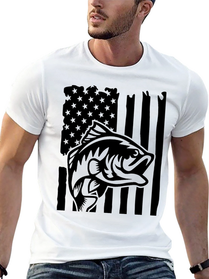 Bass Fish American Flag Graphic Tee