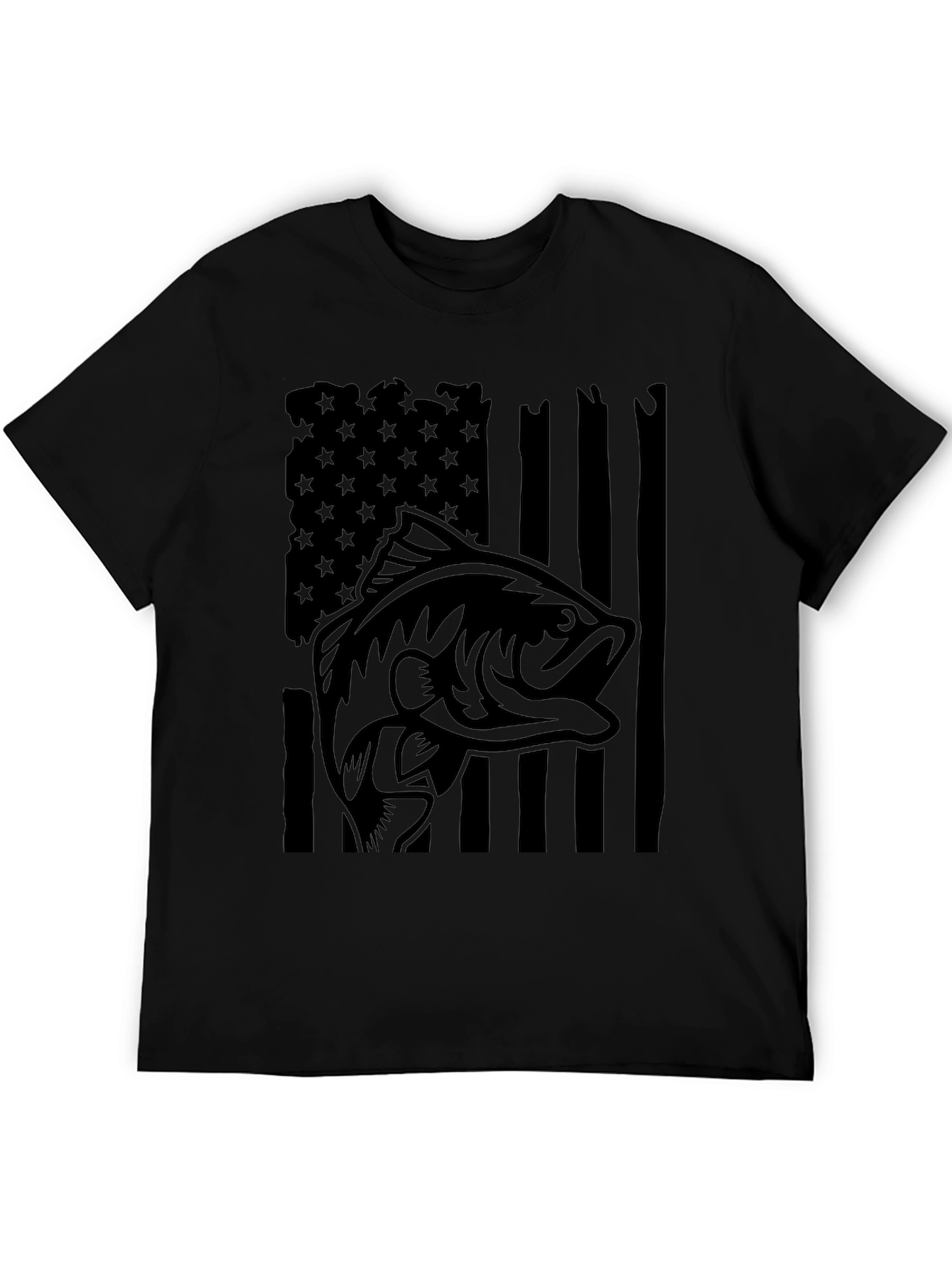 Bass Fish American Flag Graphic Tee