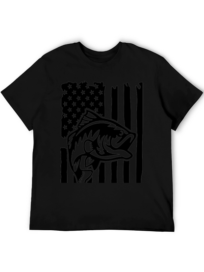 Bass Fish American Flag Graphic Tee