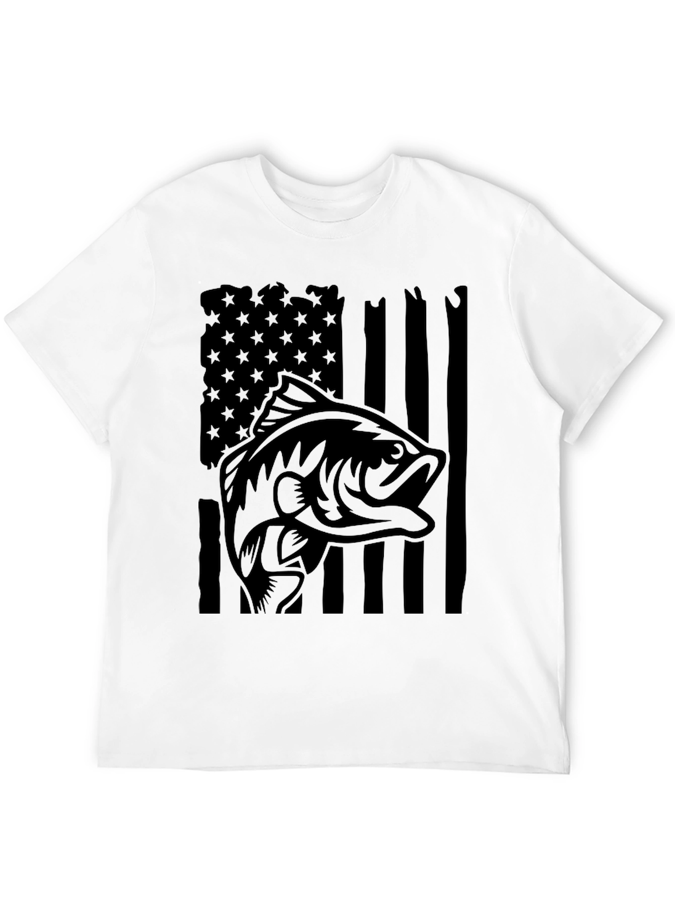 Bass Fish American Flag Graphic Tee