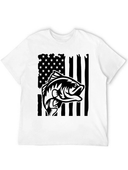 Bass Fish American Flag Graphic Tee