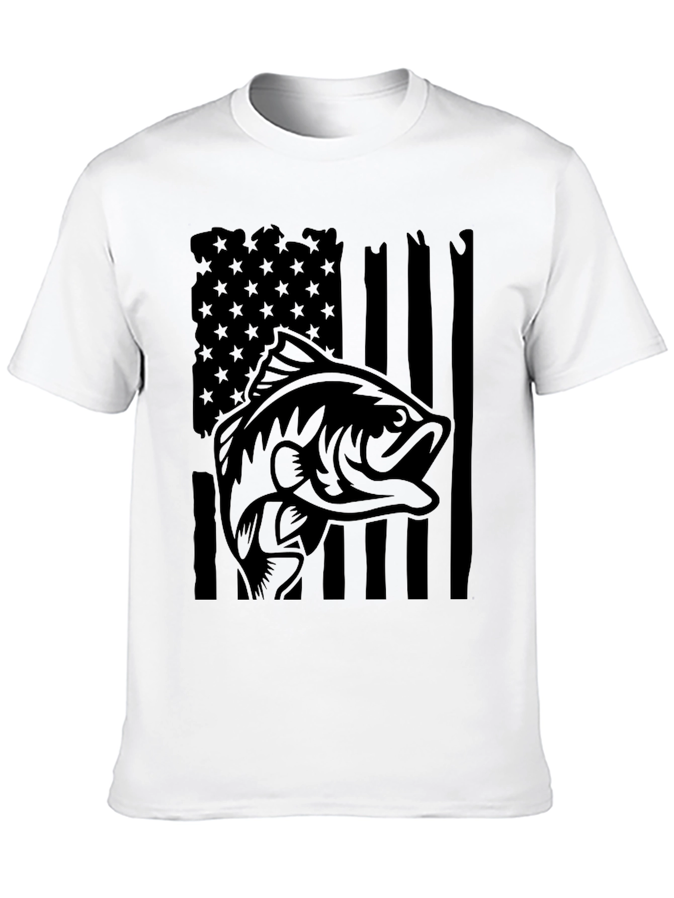 Bass Fish American Flag Graphic Tee