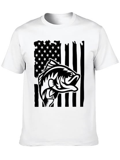 Bass Fish American Flag Graphic Tee