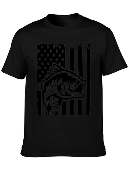 Bass Fish American Flag Graphic Tee