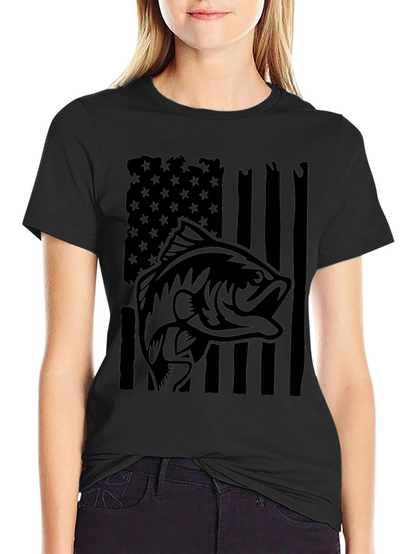 Bass Fish American Flag Graphic Tee