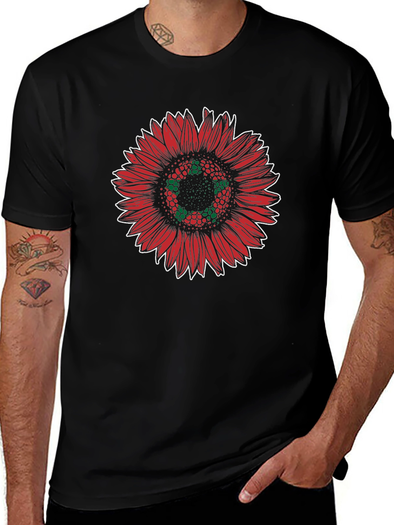 Red Sunflower Graphic Tee - Stylish Unisex T-Shirt