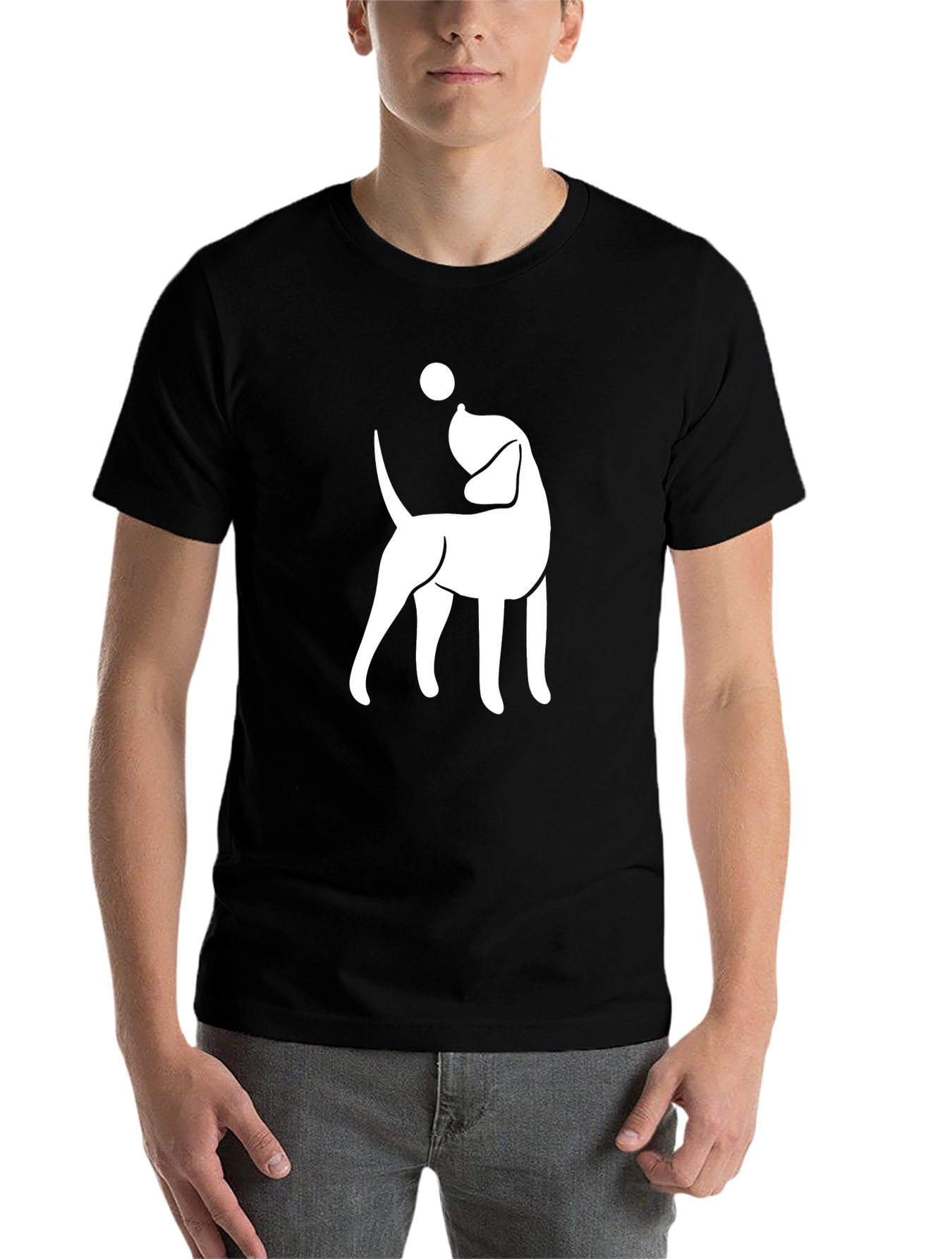 Dog with Ball Graphic Tee - Black
