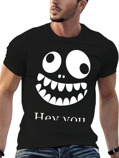 Funny Monster Face Graphic Tee - Hey You!