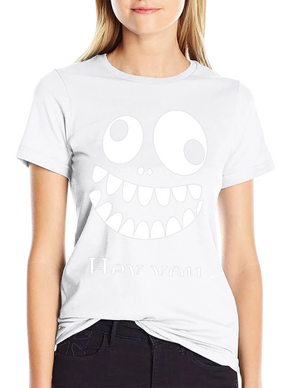 Funny Monster Face Graphic Tee - Hey You!