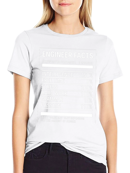 Engineer Facts T-Shirt: Intelligence Stress and Hard Work