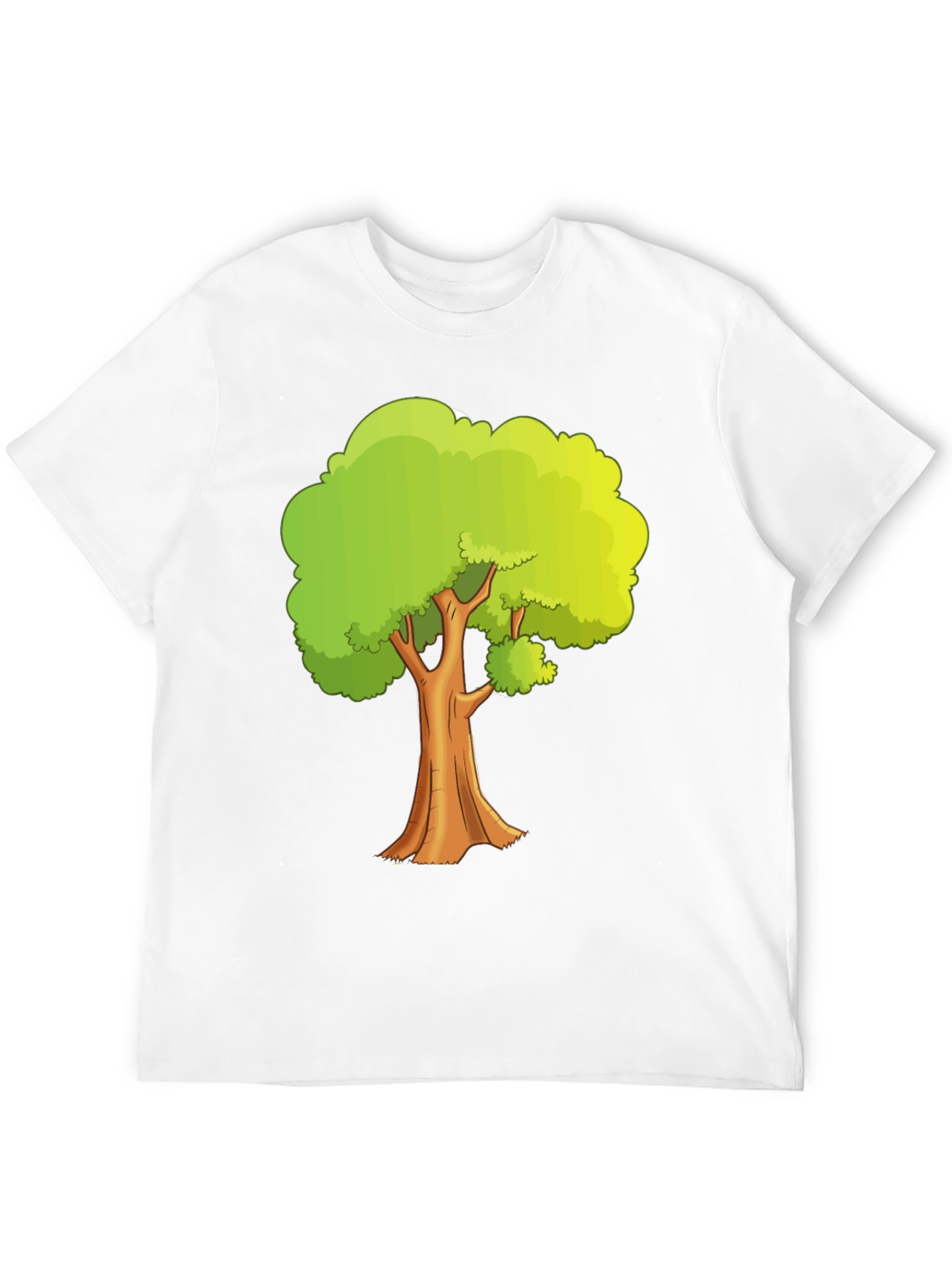 Cartoon Tree Graphic Tee - Black Cotton Casual Shirt