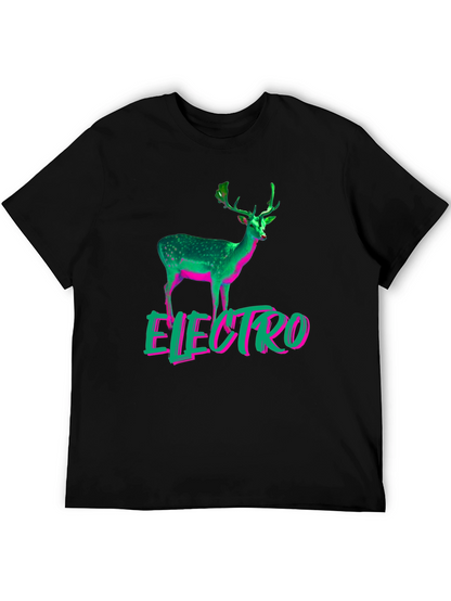 Electro Deer Graphic Tee - Stylish Mens Black T-Shirt