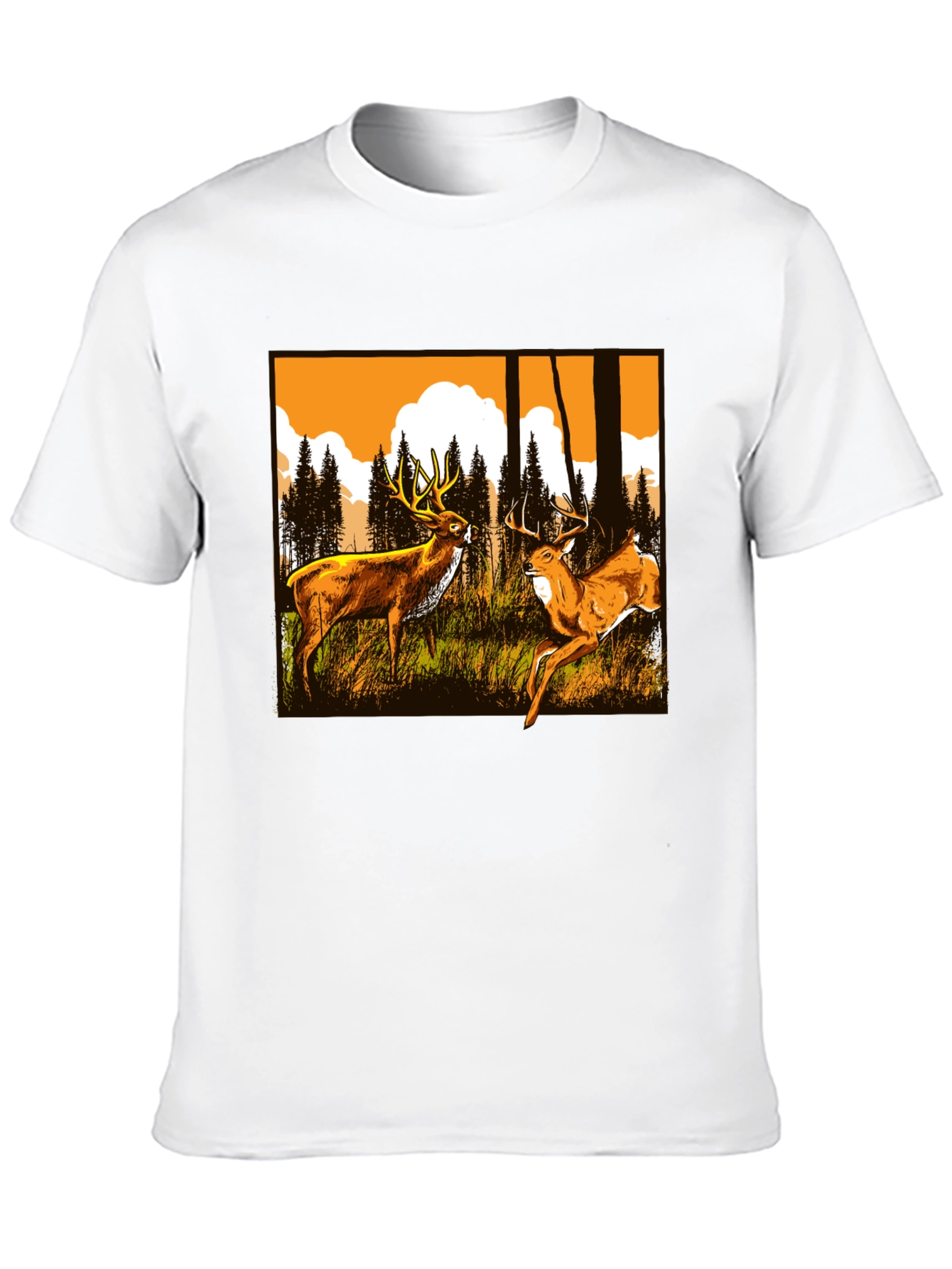 Deer Graphic Tee - Wildlife Forest Design