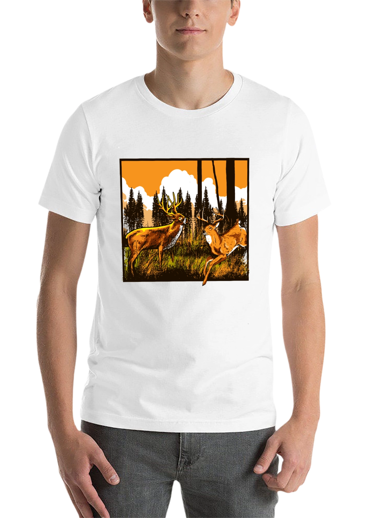 Deer Graphic Tee - Wildlife Forest Design