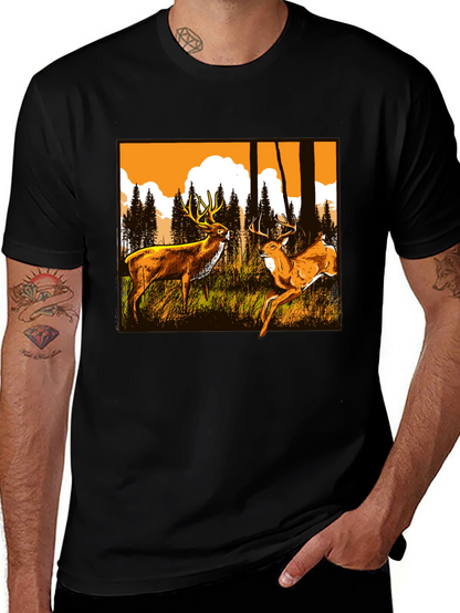 Deer Graphic Tee - Wildlife Forest Design