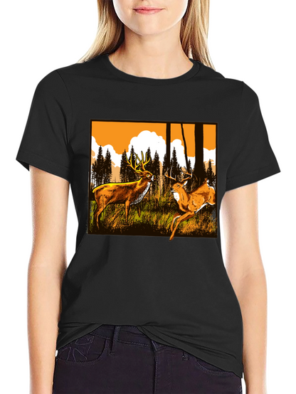 Deer Graphic Tee - Wildlife Forest Design