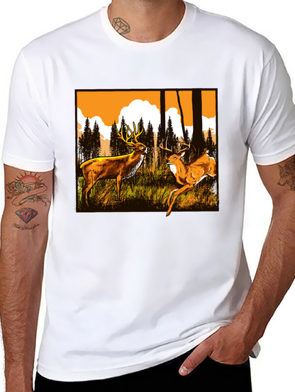 Deer Graphic Tee - Wildlife Forest Design